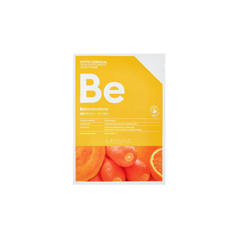 MISSHA Phytochemical Skin Supplement Sheet Mask Betacarotene Nourishing Gesichtsmaske 1 Stück