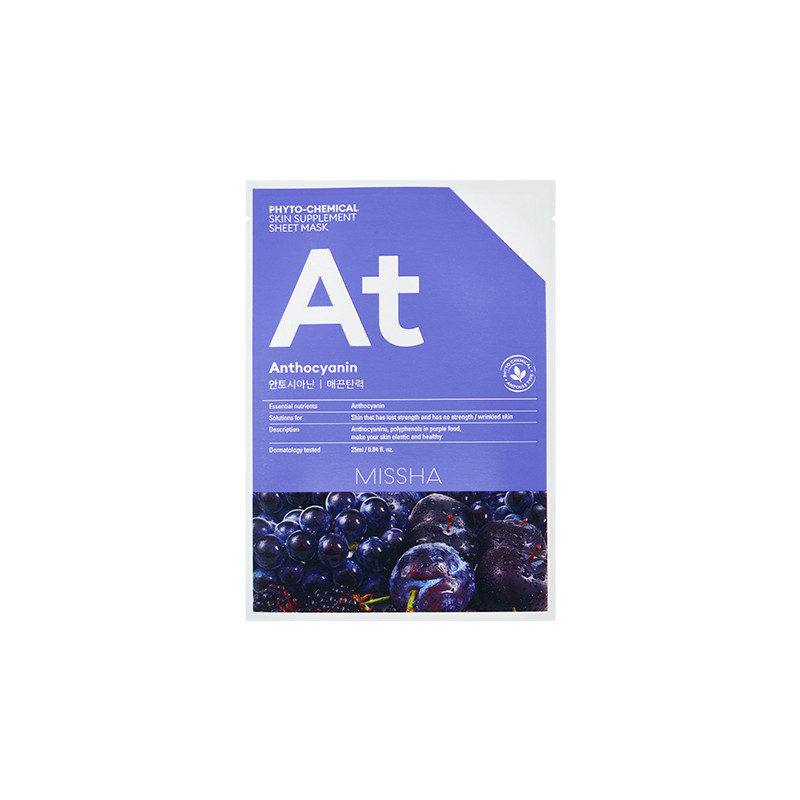 MISSHA Phytochemical Skin Supplement Sheet Mask Anthocyanin Lifting Gesichtsmaske 1 Stück