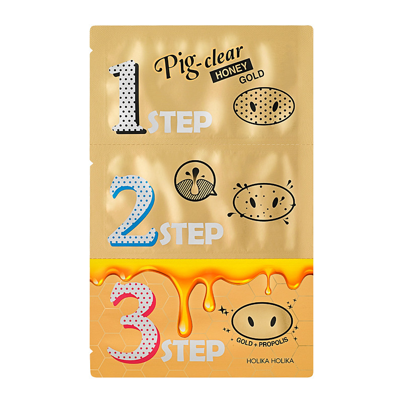 Holika Holika Pig Nose Clear Blackhead 3-Step Kit (Honey Gold)